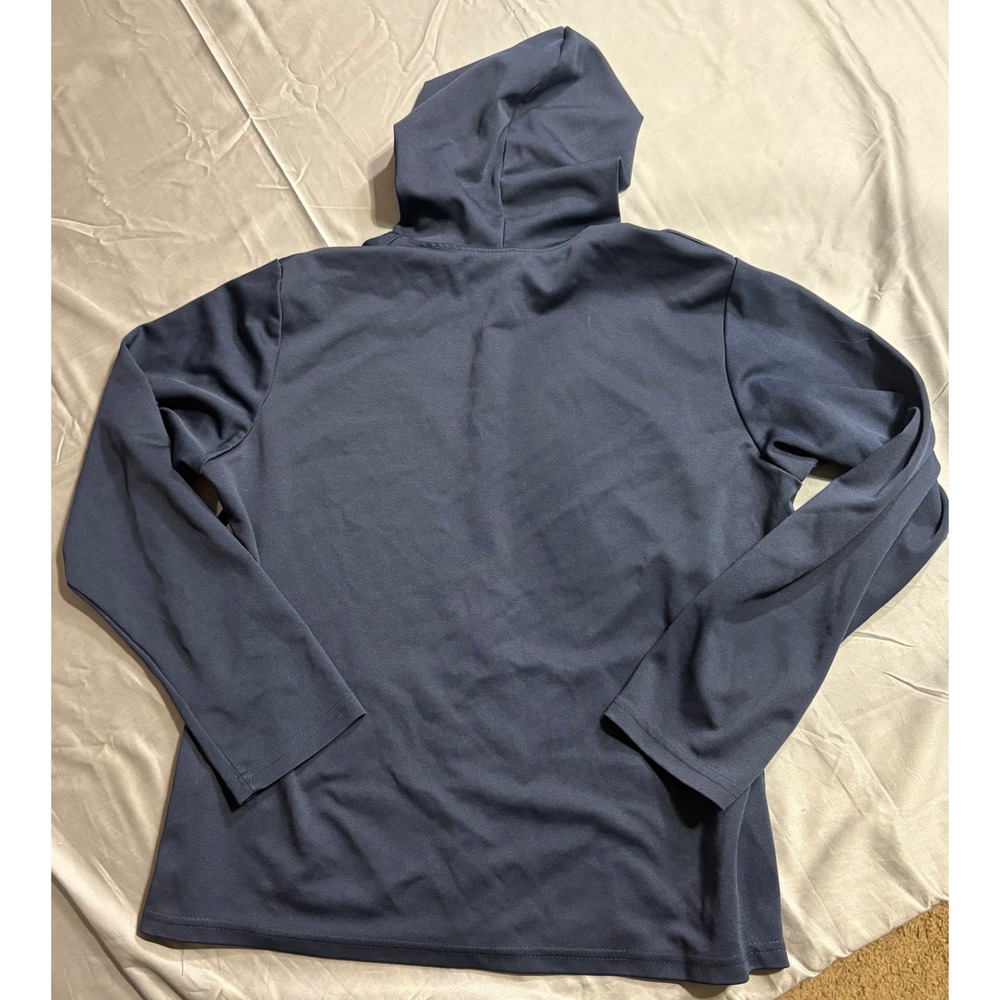 Jerzees Activewear Men 1X Navy Blue Zip Hoodie White Side Stripe Track Jacket - Picture 2 of 5